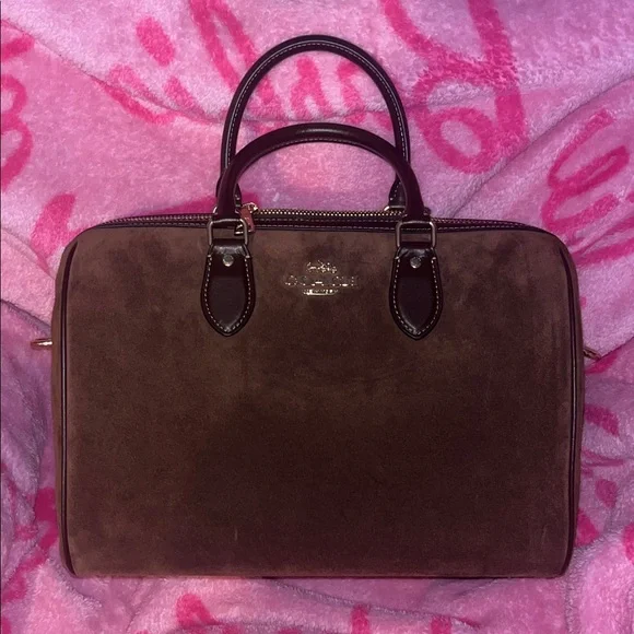 Coach Suede Large Rowan Handbag - Picture 1 of 9